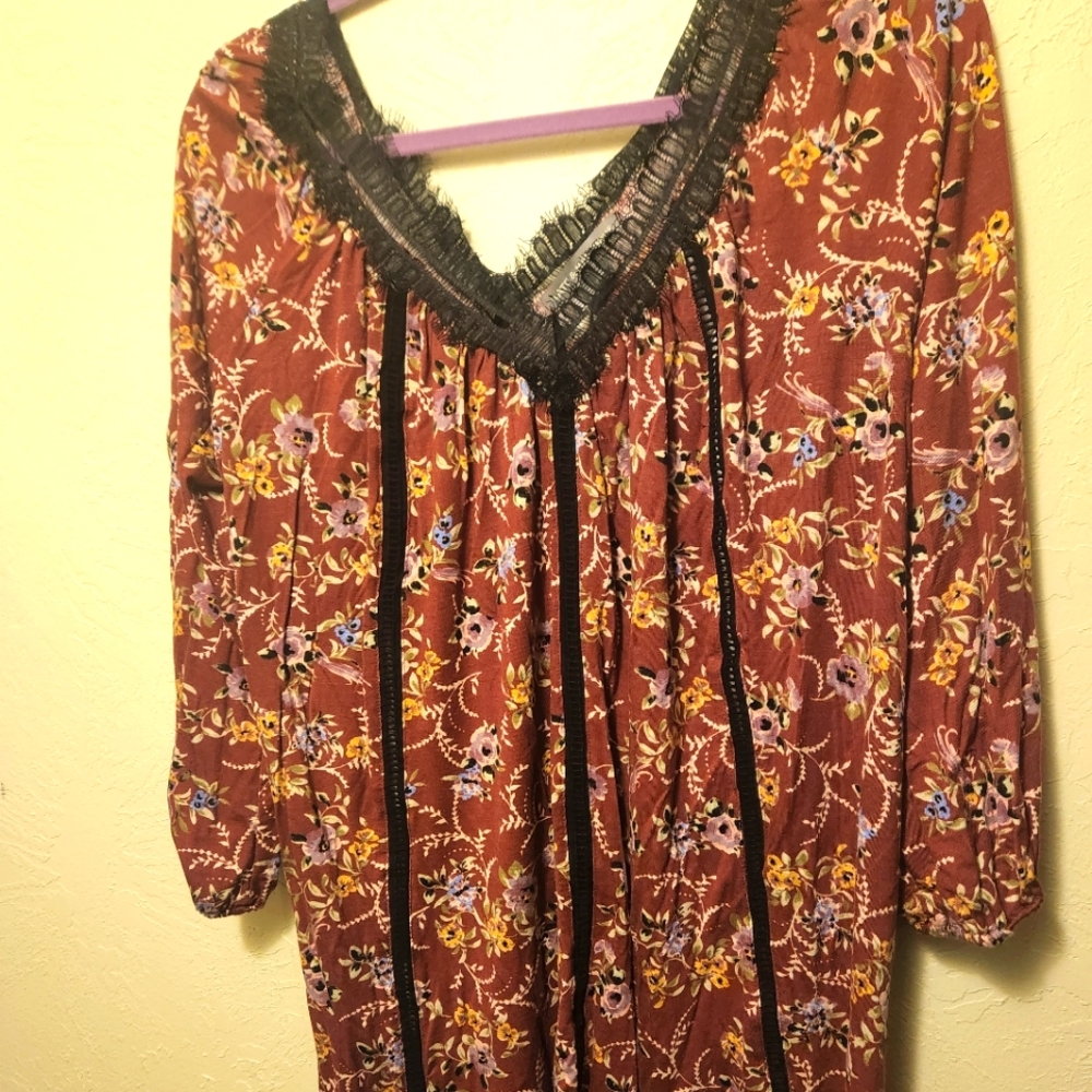 Burgundy flower top